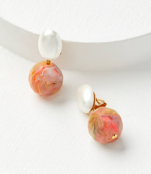 Italian Pearlized Marbleized Drop Earrings