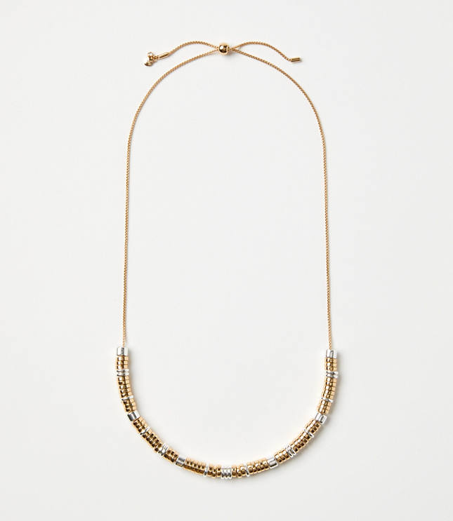 Spliced Mixed Metal Pull Tie Necklace