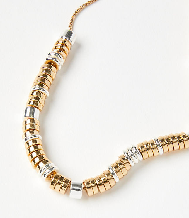 Spliced Mixed Metal Pull Tie Necklace