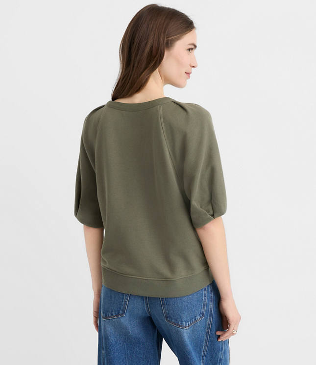 Petite Pleated Puff Sleeve Sweatshirt