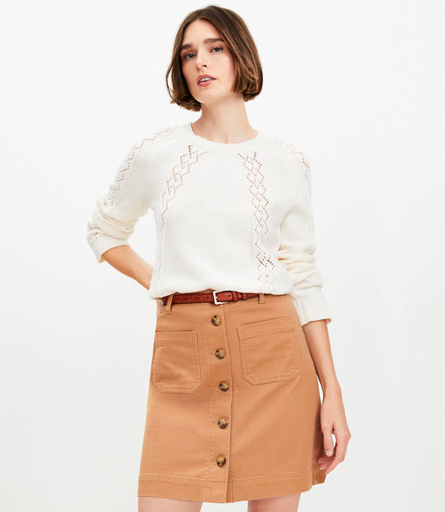 Loft Petite Palmer Button Mini Pocket Skirt