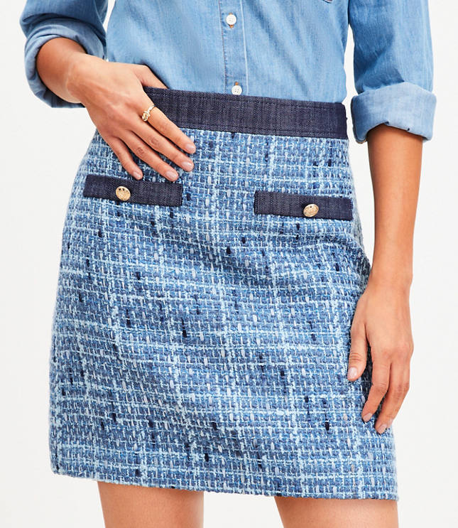 Petite Denim Tweed Mini Skirt