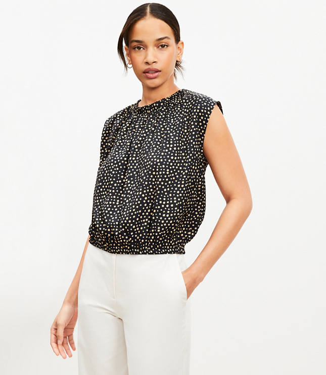 Cheetah Print Tie Back Bubble Hem Top