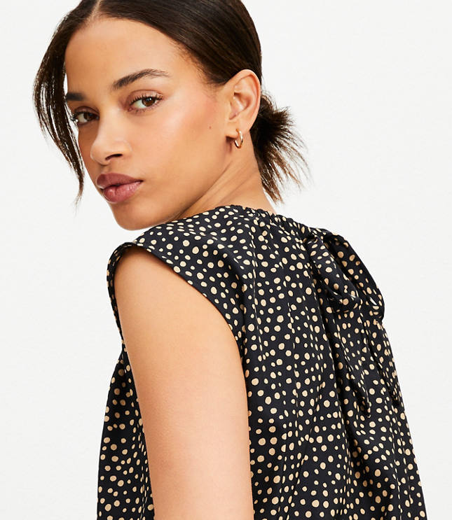 Cheetah Print Tie Back Bubble Hem Top