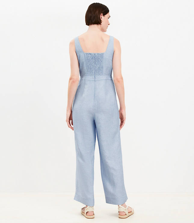 Linen Blend Square Neck Jumpsuit