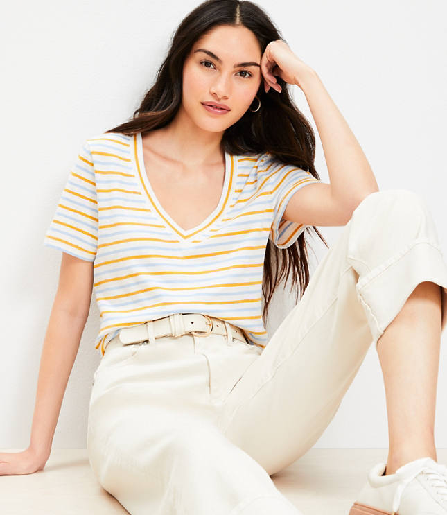 Striped Everyday V-Neck Tee