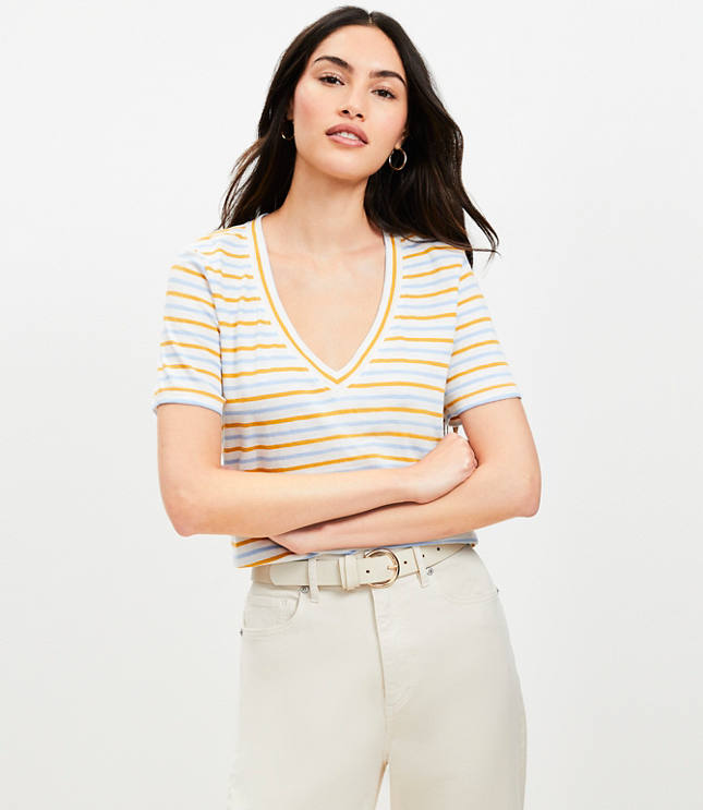 Striped Everyday V-Neck Tee