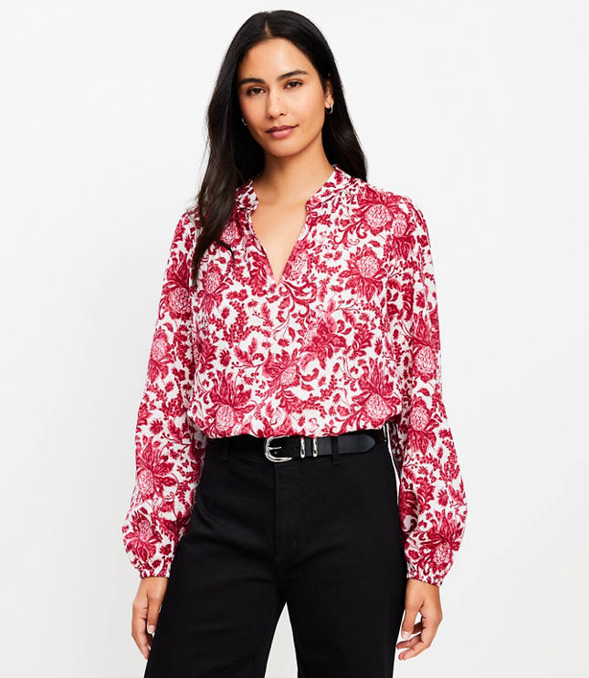 Petite Night Bloom V-Neck Blouse