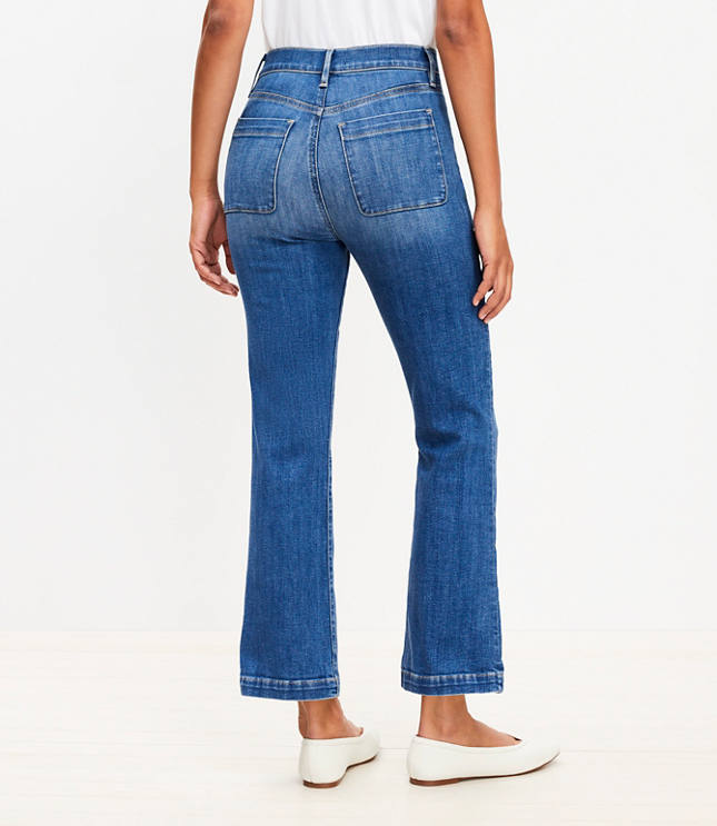 Welt Pocket High Rise Kick Crop Jeans in Classic Mid Wash