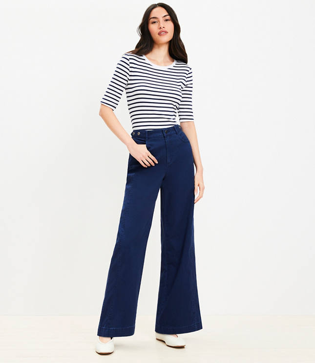 Petite Relaxed Straight Pants in Twill