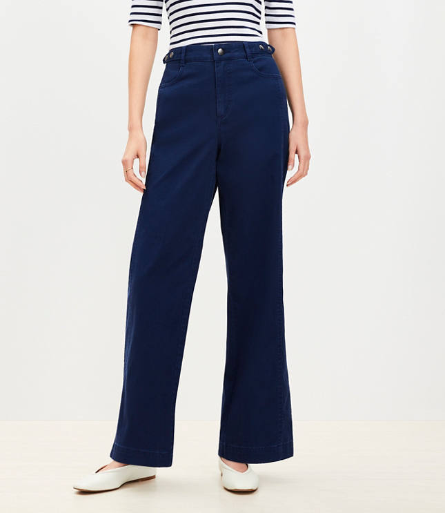 Petite Relaxed Straight Pants in Twill