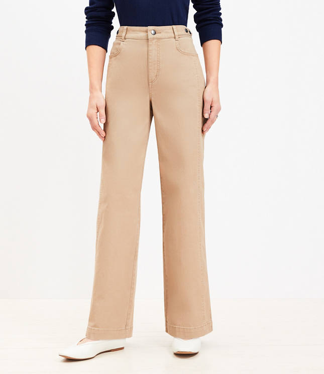 Petite Relaxed Straight Pants in Twill carousel Product Image 2
