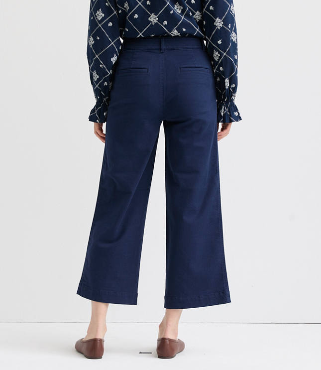 Curvy Palmer Wide Leg Crop Pants in Twill