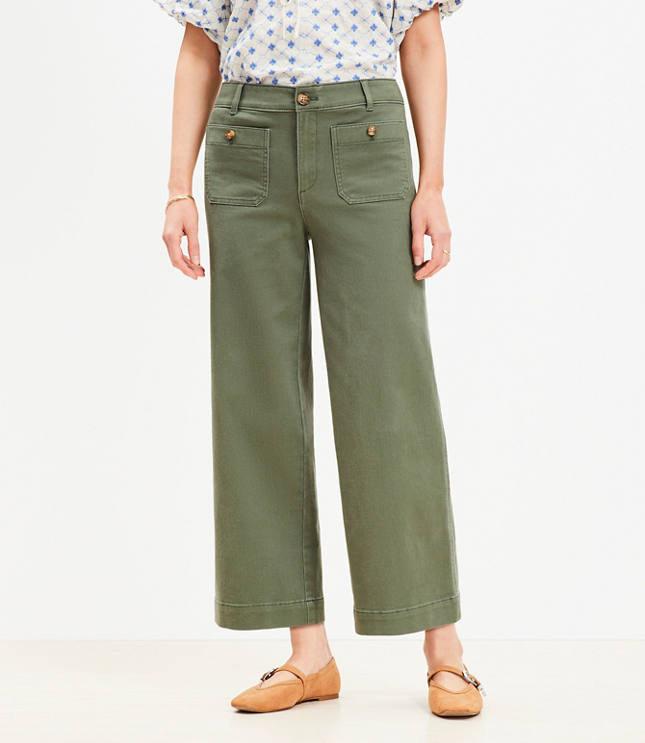 Curvy Palmer Wide Leg Crop Pants in Twill