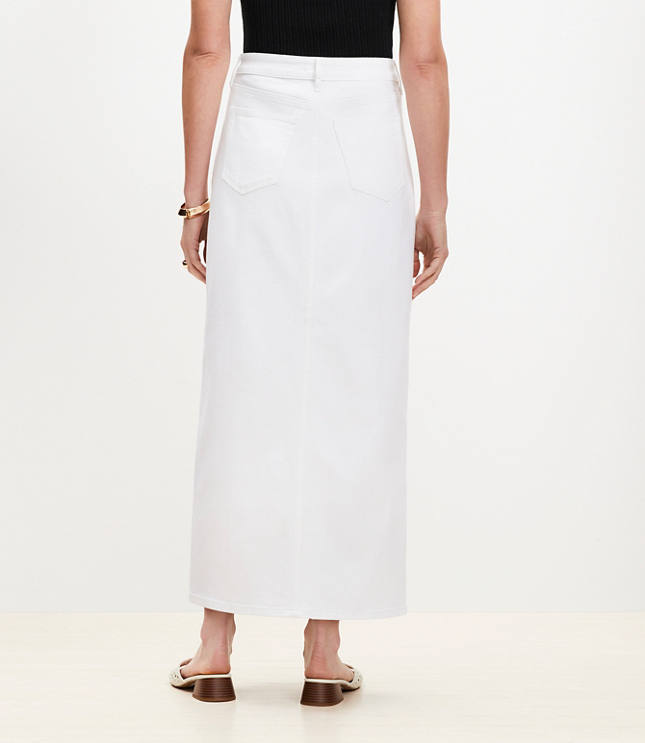 Denim Maxi Skirt in White