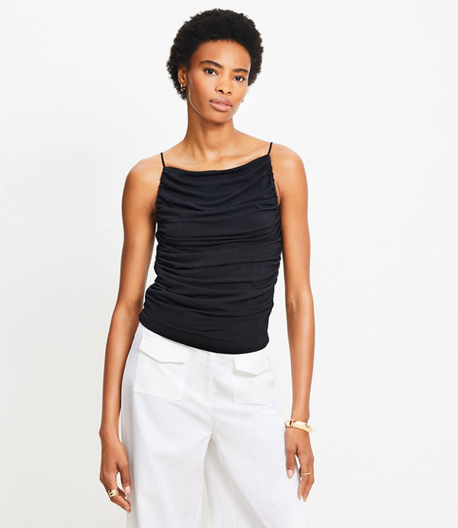 Ruched Apron Neck Top
