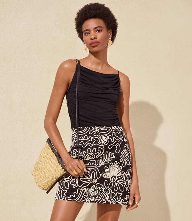 Ruched Apron Neck Top