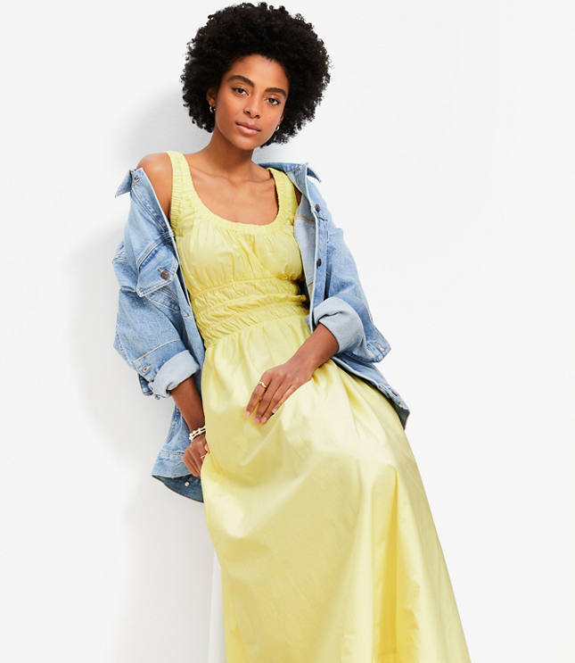 Poplin Smocked Maxi Pocket Dress