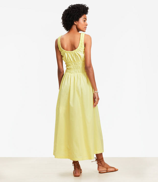 Poplin Smocked Maxi Pocket Dress