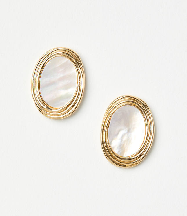 Mother Of Pearl Circle Statement Stud Earrings