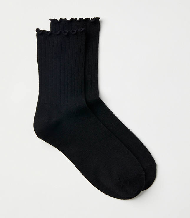 Ruffle Ribbed Crew Socks