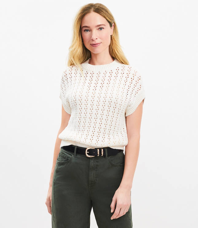 Petite Mesh Stitch Sweater Tee