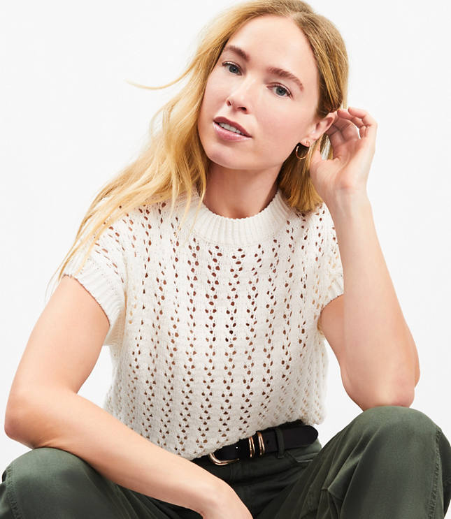 Petite Mesh Stitch Sweater Tee