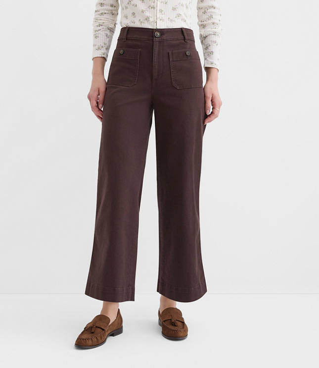 Petite Palmer Wide Leg Crop Pants in Twill