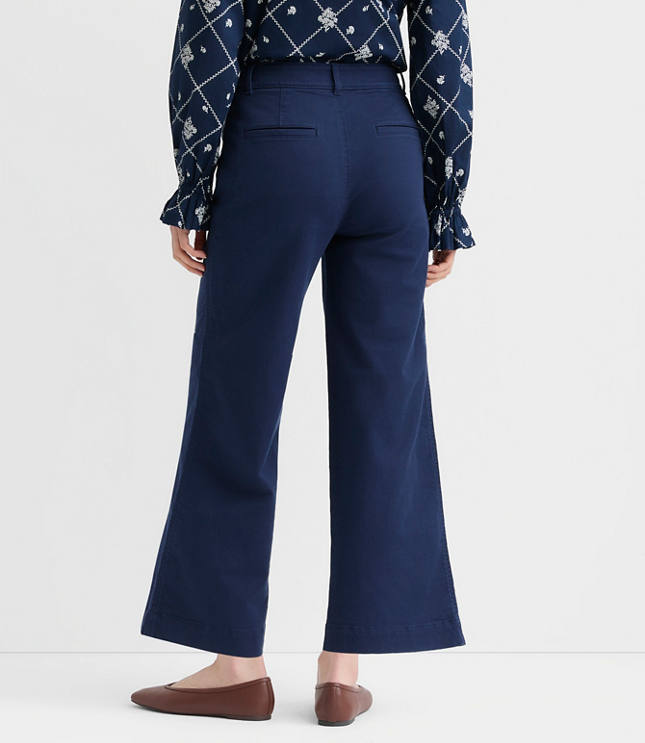 Petite Palmer Wide Leg Crop Pants in Twill
