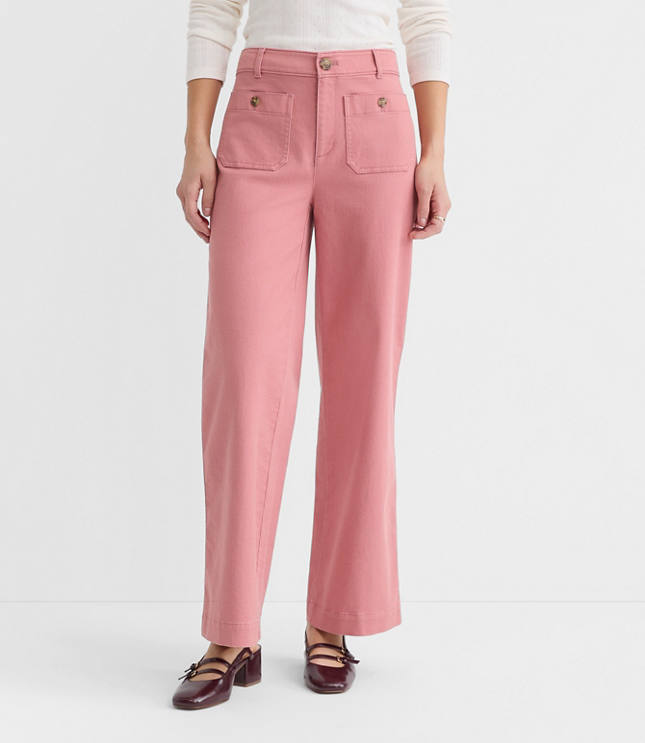 Petite Palmer Wide Leg Crop Pants in Twill carousel Product Image 2