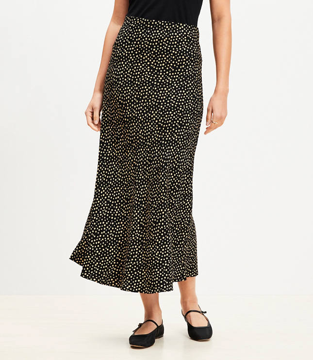 Petite Dotted Jacquard Bias Midi Skirt