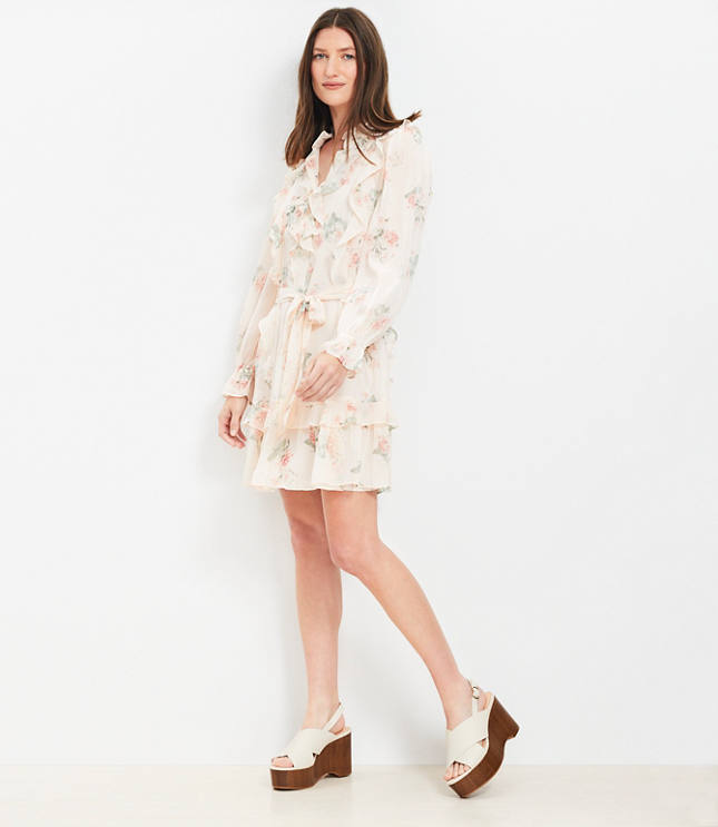 Petite Floral Ruffle Mini Dress