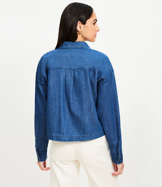 Petite Chambray Wide Sleeve Modern Utility Shirt