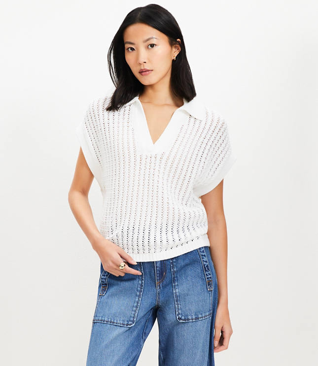 Mesh Stitch Wedge Sweater