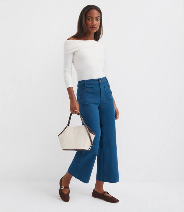 Tall Palmer Wide Leg Crop Pants Twill