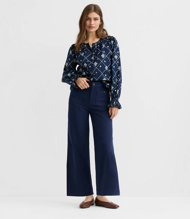 Tall Palmer Wide Leg Crop Pants in Twill