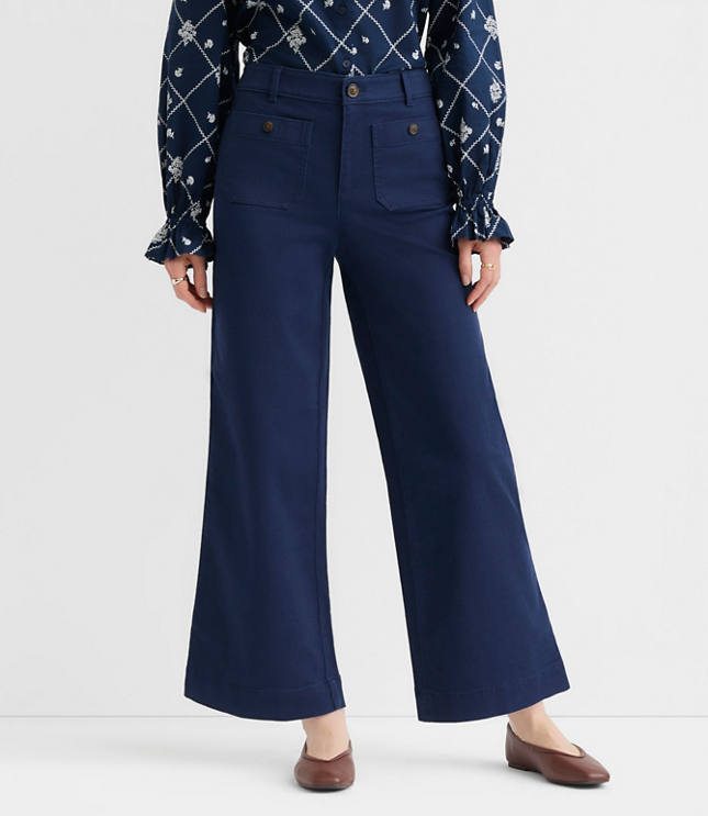 Tall Palmer Wide Leg Crop Pants in Twill