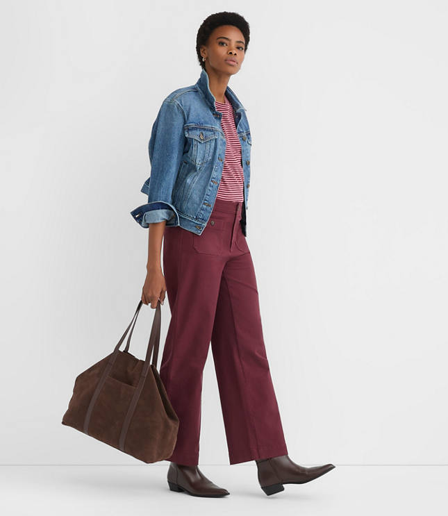 Tall Palmer Wide Leg Crop Pants in Twill