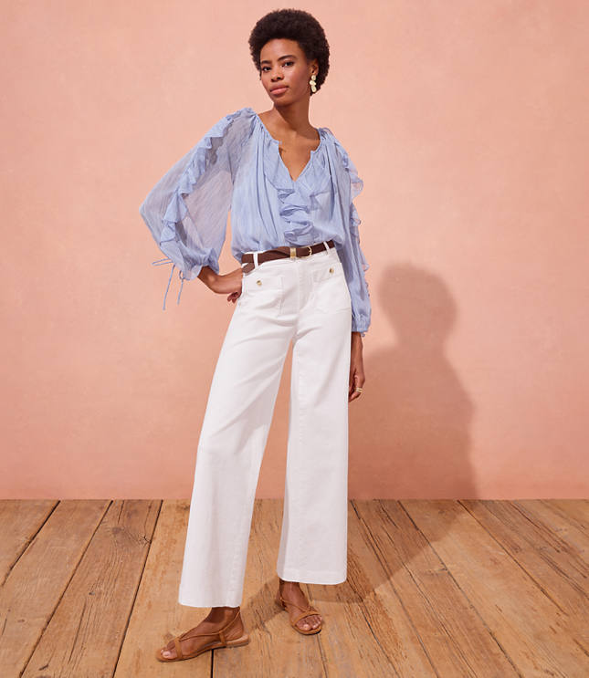 Tall Palmer Wide Leg Crop Pants in Twill