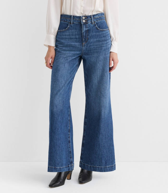 Palazzo Jeans in Classic Mid Wash