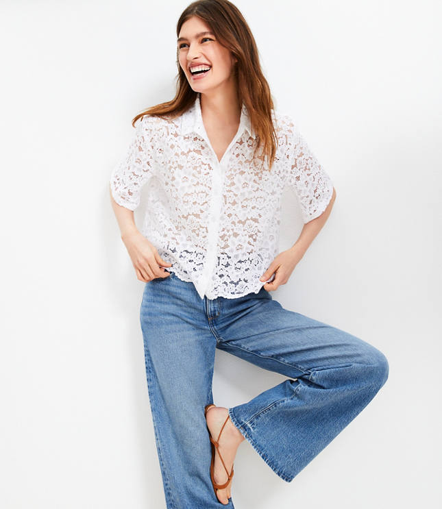 Floral Lace Short Sleeve Top