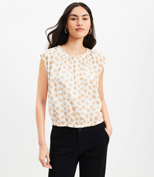 Petite Dotted Tie Back Bubble Hem Top