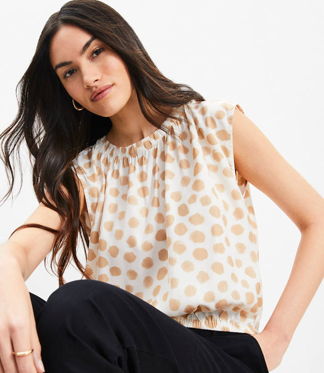 Petite Dotted Tie Back Bubble Hem Top