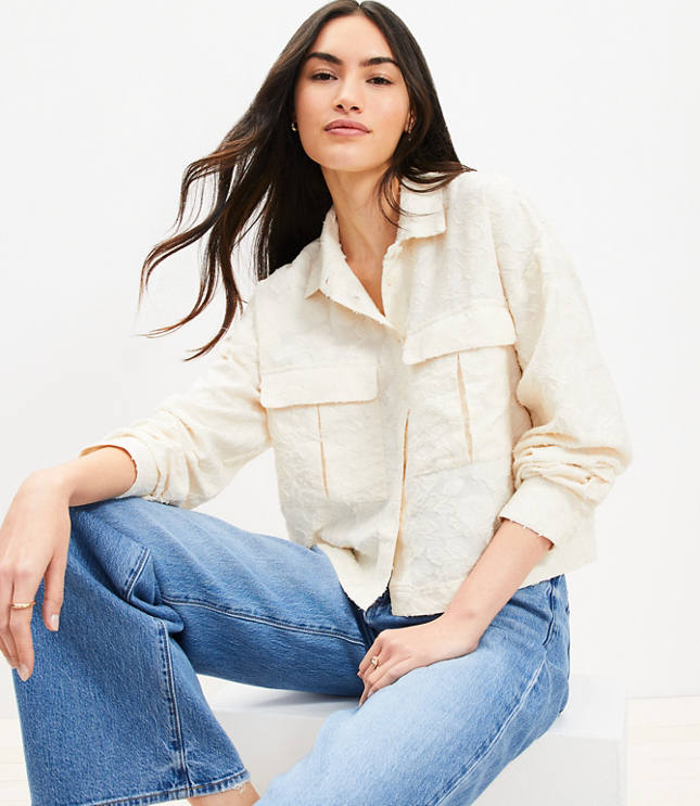 Petite Clip Wide Sleeve Modern Utility Shirt