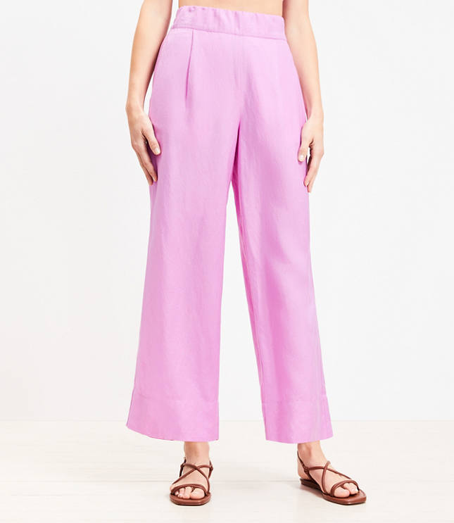 LOFT Beach Linen Blend Wide Leg Pants