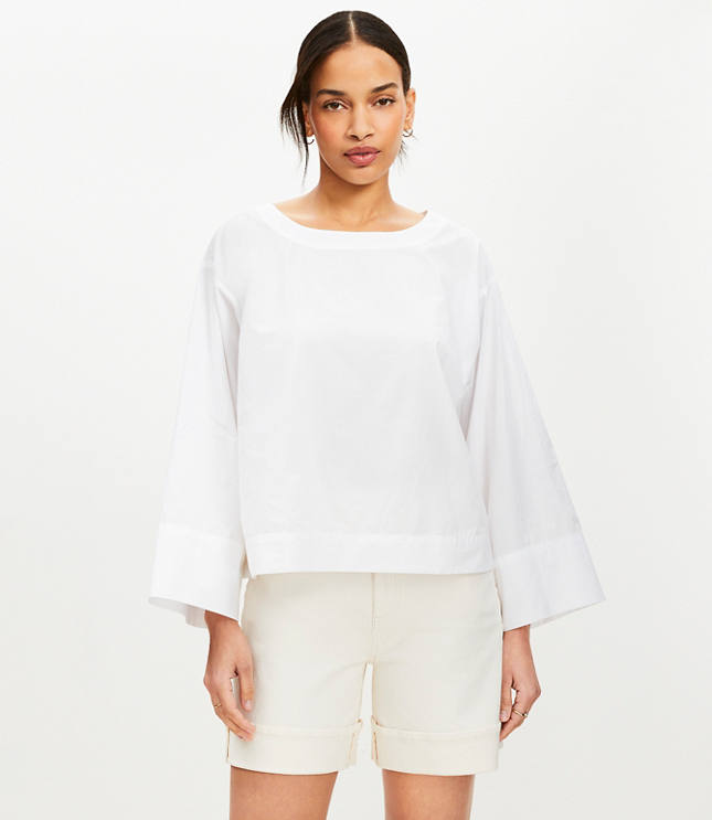 Petite Poplin Wide Cuff Blouse