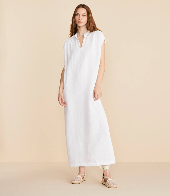 Lou & Grey Triple Cloth Split Neck Maxi Dress