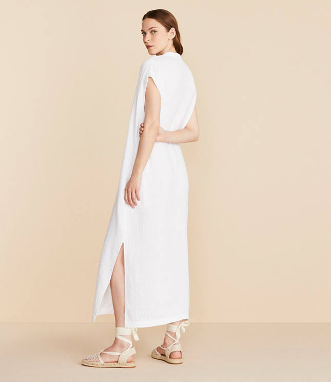 Lou & Grey Triple Cloth Split Neck Maxi Dress