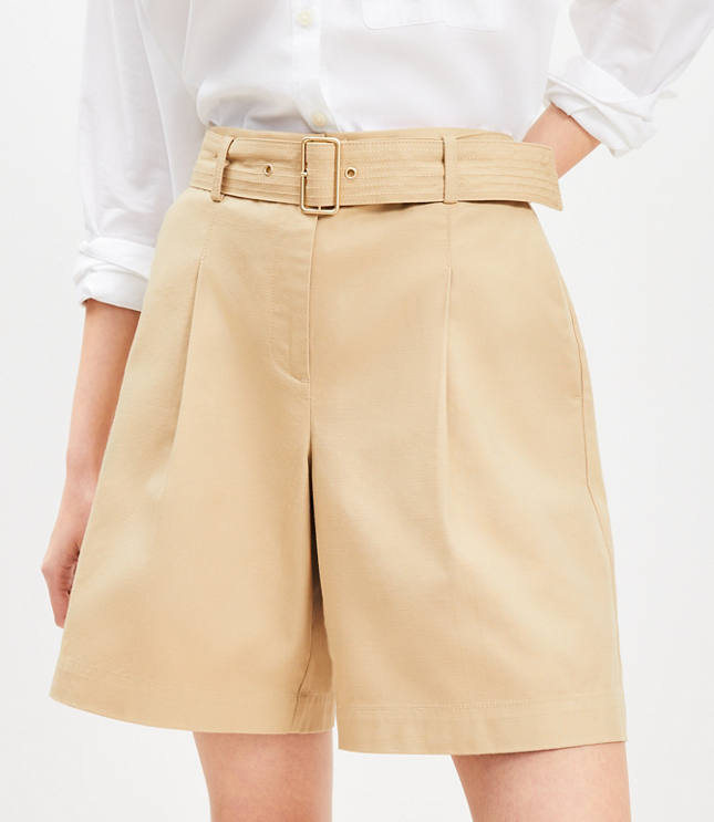 Petite Belted Bermuda Shorts