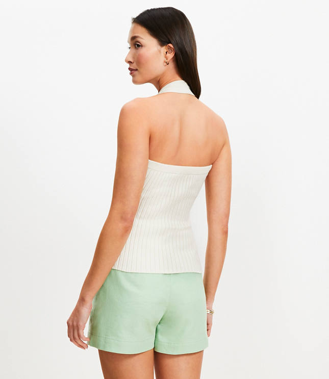 Ribbed V-Neck Halter Sweater